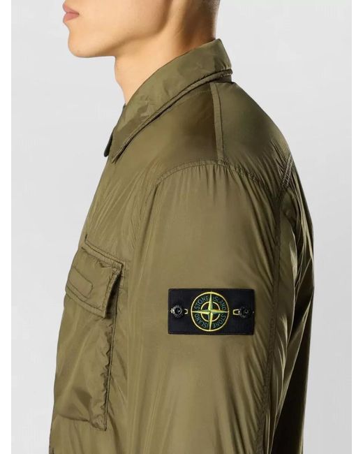 Stone Island Green Nylon Padded Shirt Jacket for men