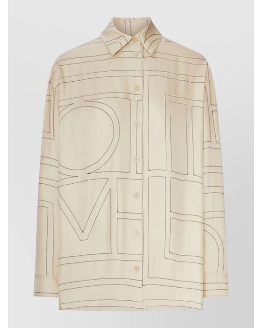 Totême  Natural Silk Shirt With Monogram Embroidery