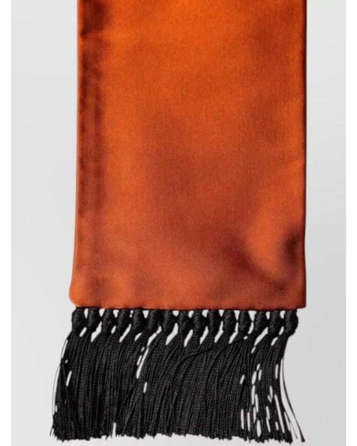 Dolce & Gabbana Orange Silk Fringed Neck Scarf for men