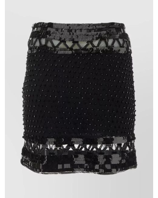 Alberta Ferretti Black Embellished Mini Skirt