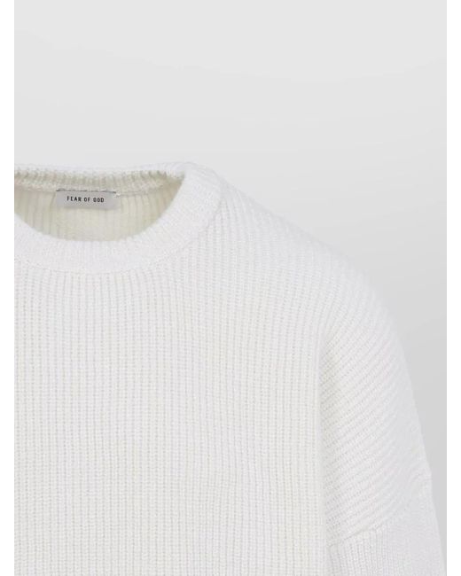 Fear Of God White Crew Neck Sweater Long Sleeves Knit Blend for men