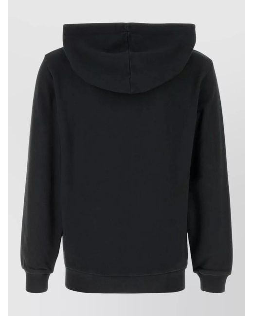 A.P.C. Blue Hooded Knit Sweater Drawstring Ribbed Trims for men