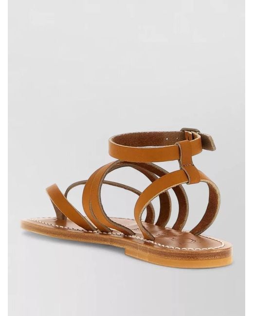 K. Jacques Brown Flat Sole Strappy Open Toe Ankle Strap Sandals