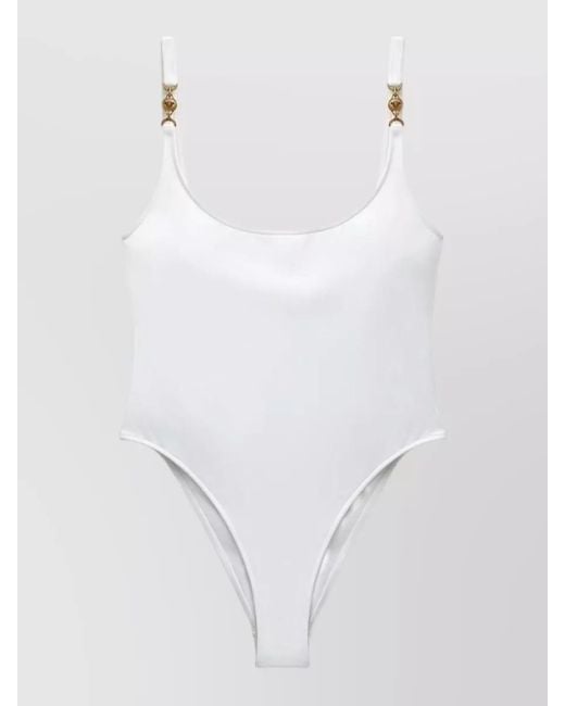 Versace White One Piece Swimsuit Scoop Back High Leg