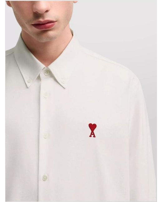 AMI White Heart Friend Cotton Shirt for men
