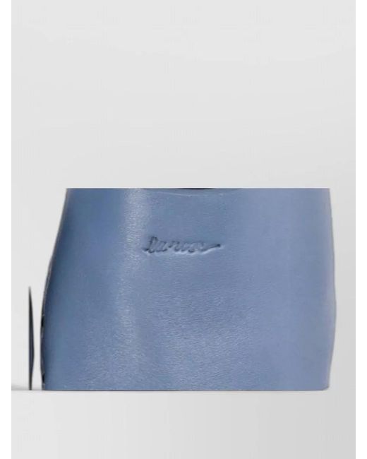 LA ROSE Blue Leather Sandals Flat Sole Metal Eyelets