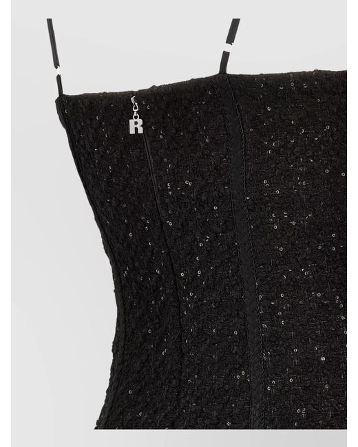 ROTATE BIRGER CHRISTENSEN Black Sequin Midi Dress Textured Fabric