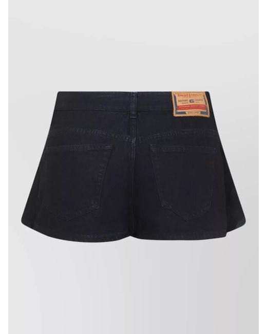 DIESEL Blue Pleated Denim Mini Shorts