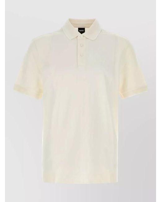 Boss White Piqué Polo Shirt for men