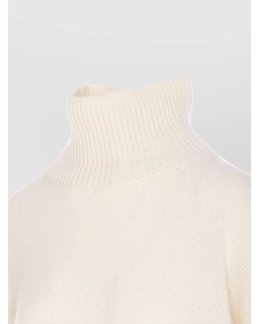 Lisa Yang Natural Ribbed Turtleneck Knitwear Dropped Shoulders