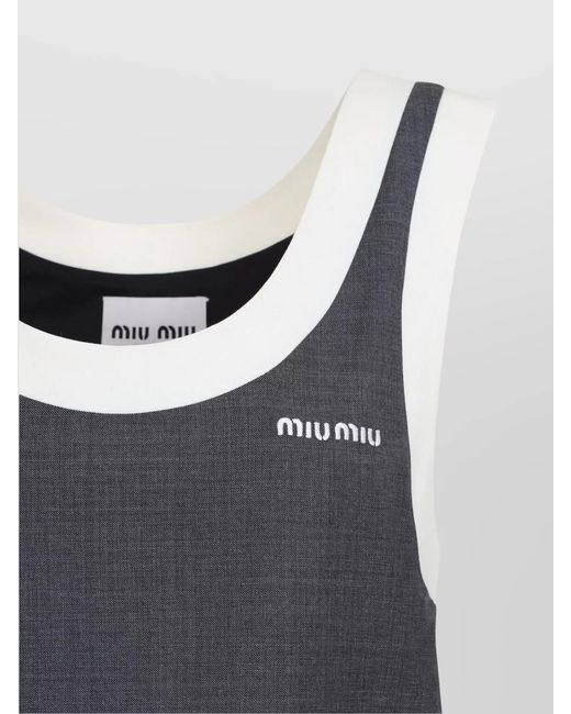 Miu Miu Gray Virgin Wool Mini Dress