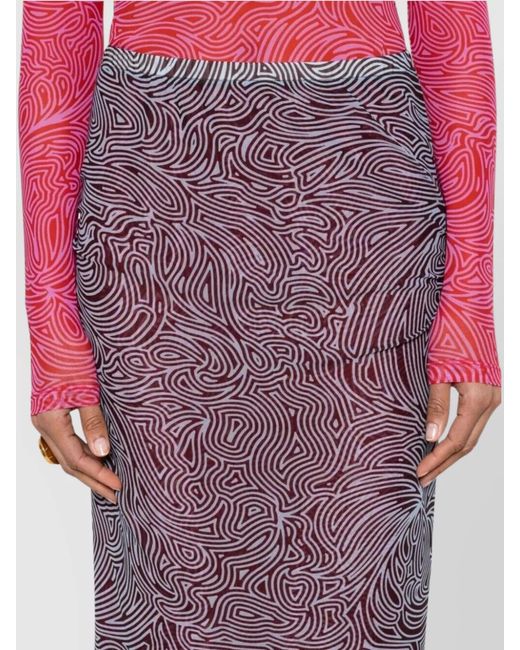 Dries Van Noten Purple Printed Fitted Skirt
