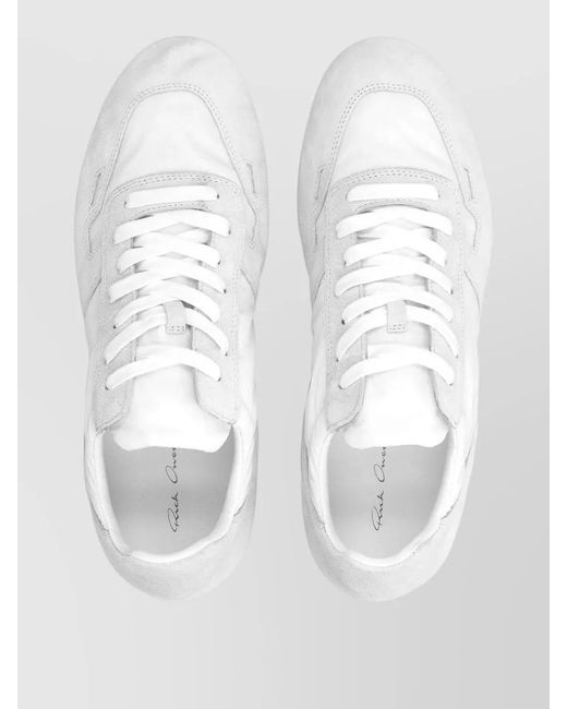 Rick Owens White Leather Low-Top Sneakers for men