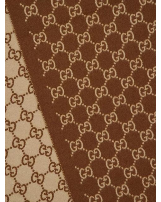 Gucci Brown Cashmere Shawl Fringed Edges