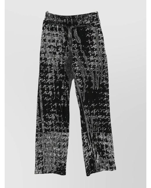 DIESEL Gray Patterned Panelled Wide-Leg Trousers for men