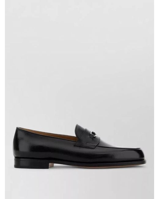 John Lobb Black Leather Loafers for men