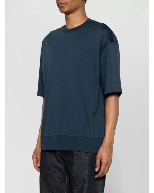 Calvin Klein Blue Mercerized Interlock Crew Neck Cuff T-Shirt for men