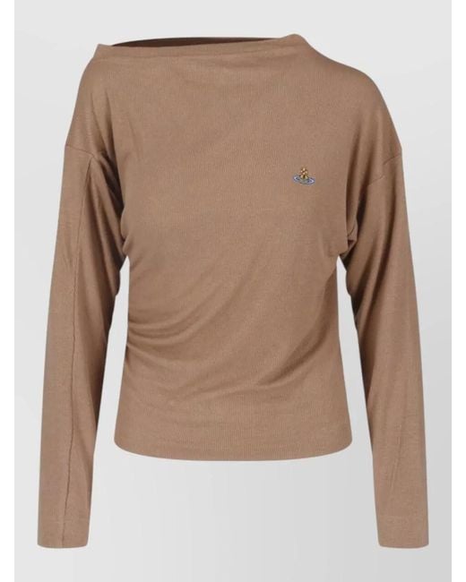 Vivienne Westwood Brown Knit Top Long Sleeves Off Shoulder