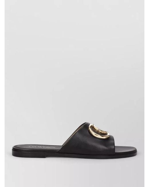 Off-White c/o Virgil Abloh Gray Leather Slide Sandals