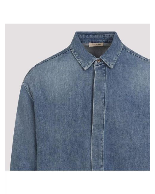 Fear Of God Blue Denim Oversized Long-Sleeve Shirt for men