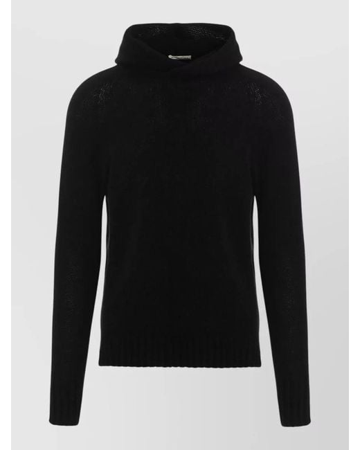 Ma'ry'ya Black Hooded Knit Sweater Long Sleeves for men