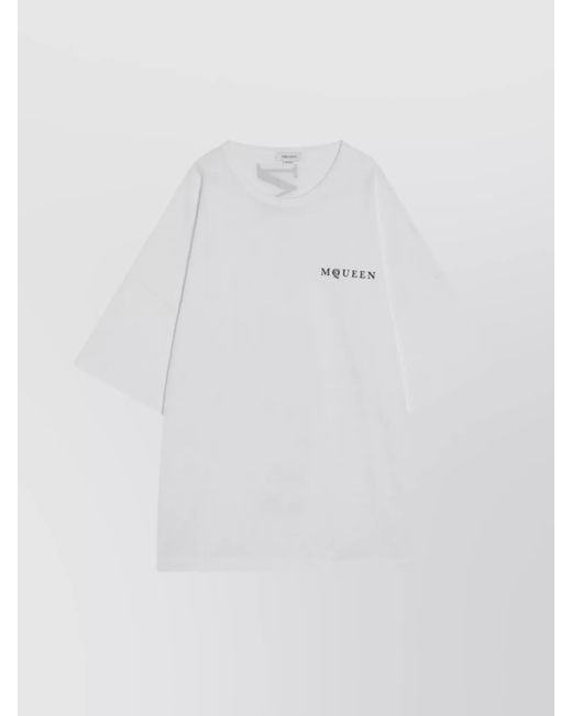 Alexander McQueen White Logo Printed Oversized T-Shirt for men