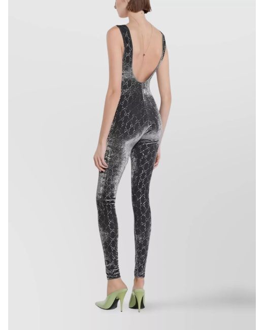 Gucci White Crystal-Embellished Sleeveless Scoop-Neck Jumpsuit