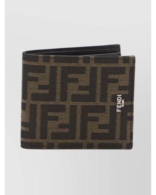 Fendi Black Bi-Fold Wallet Jacquard Design for men