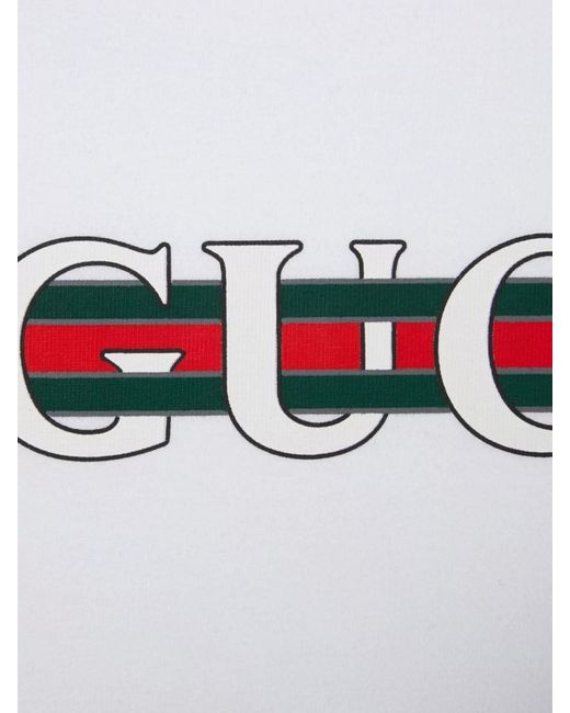 Gucci White Cotton Oversized Logo-Print T-Shirt for men