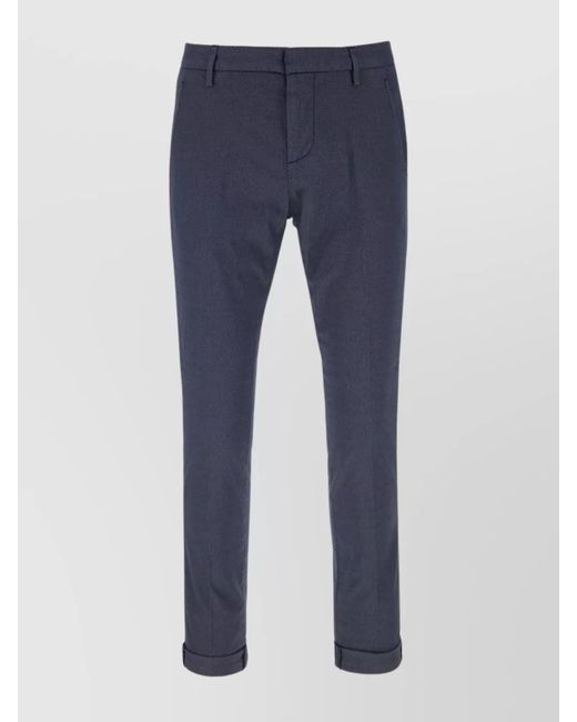 Dondup Blue Cotton-Blend Tailored Trousers for men