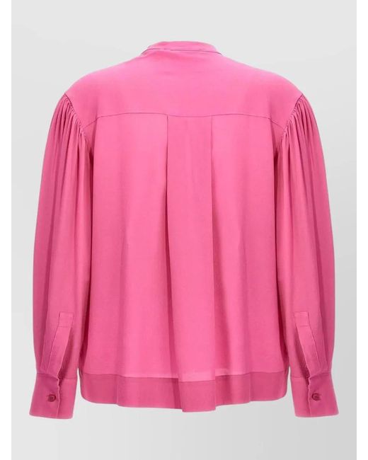 Nude Pink Silk Blouse Long Sleeves V Neck