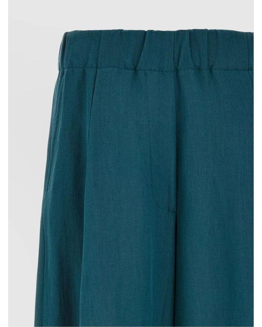 Dries Van Noten Green Wool Wide-Leg Trousers