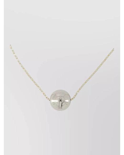 Isabel Marant White Long Metal Necklace Round Pendant Chain