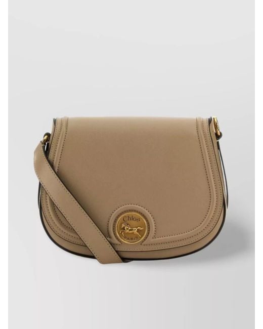 Chloé Natural Horse Medal Leather Crossbody Bag