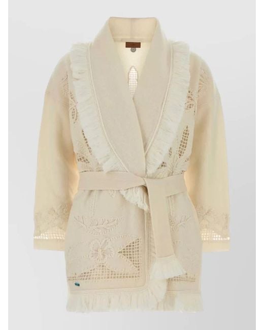 Alanui Natural Islands Diary Knit Belt Cardigan Fringe