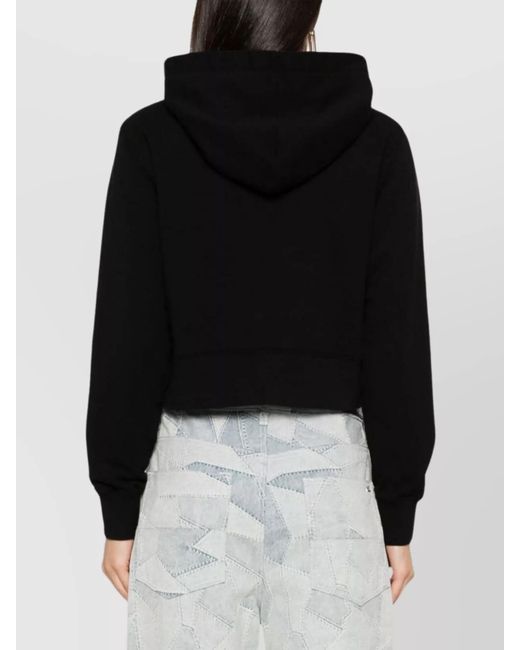 Palm Angels Black Organic Cotton Cropped Hoodie
