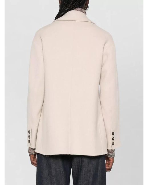Max Mara Natural Coat Front Flap Pockets Long Sleeves