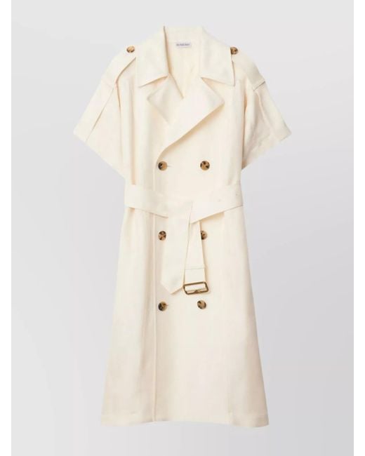 Burberry Natural Double-Breasted Belted Midi Dress
