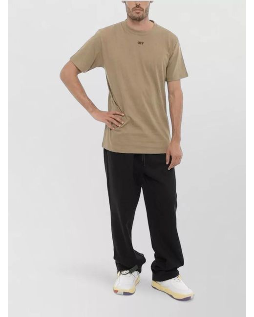 Off-White c/o Virgil Abloh Natural Slim-Fit Embroidered-Logo T-Shirt for men