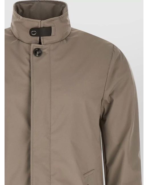 Moorer Natural Duca High Collar Jacket Adjustable Cuffs for men