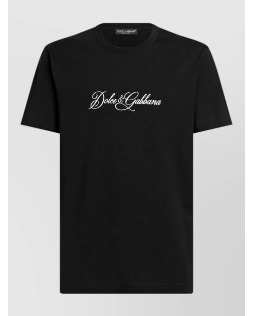 Dolce & Gabbana Black Crew Neck Short Sleeve Silk Blend Shirt for men