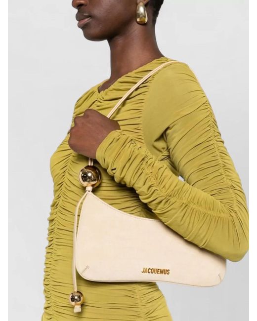 Jacquemus Natural Croc Effect Suede Shoulder Bag Hardware