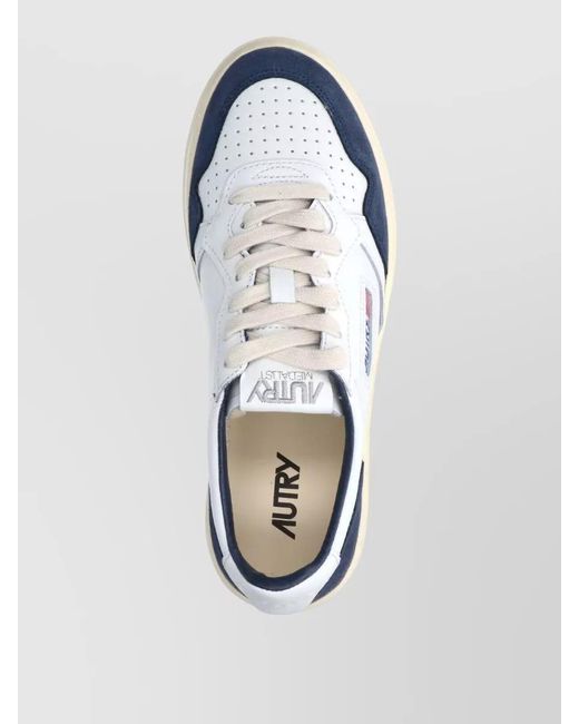 Autry Blue Leather Low Top Lace-Up Sneakers