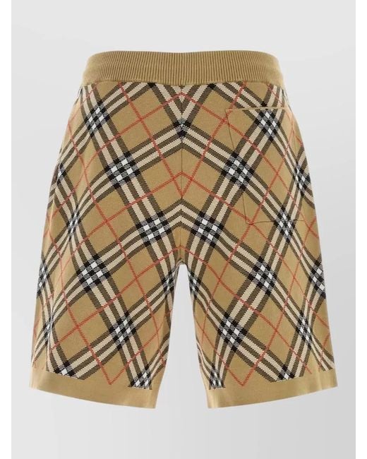Burberry Metallic Knit Bermuda Shorts Checked Pattern Embroidery for men