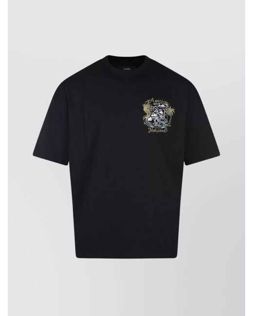 Amiri Black Graphic Print Crew Neck Short Sleeve Top for men