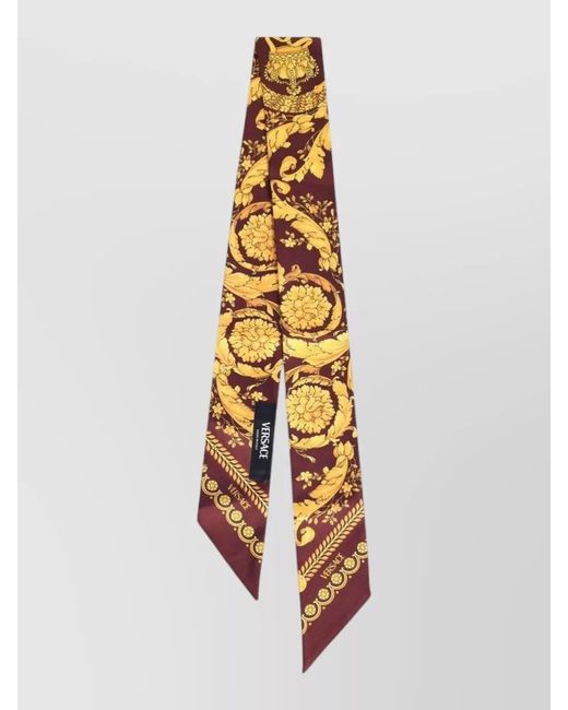 Versace Metallic Silk Printed Lavalliere Scarf