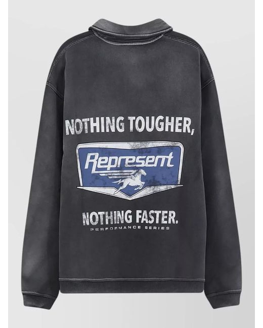Represent Gray Cotton Sweatshirt Logo Front And Back Print for men