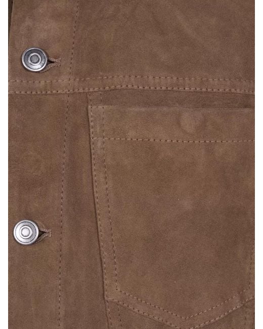 Giorgio Brato Brown Leather Shirt Jacket for men