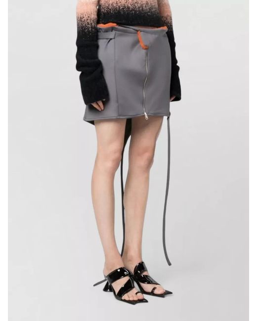 OTTOLINGER Gray Asymmetric Faux Fur Trim Mini Skirt