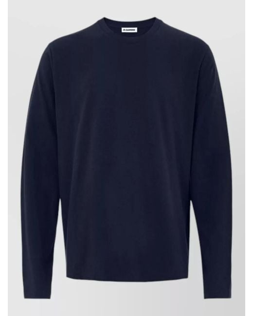 Jil Sander Blue Cotton Long Sleeve T-Shirt for men